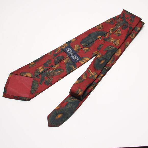 Vintage Lands' End Hand Sewn Silk Mushroom Print Tie 3 5/8" x 57.5" Made in USA - Picture 3 of 4